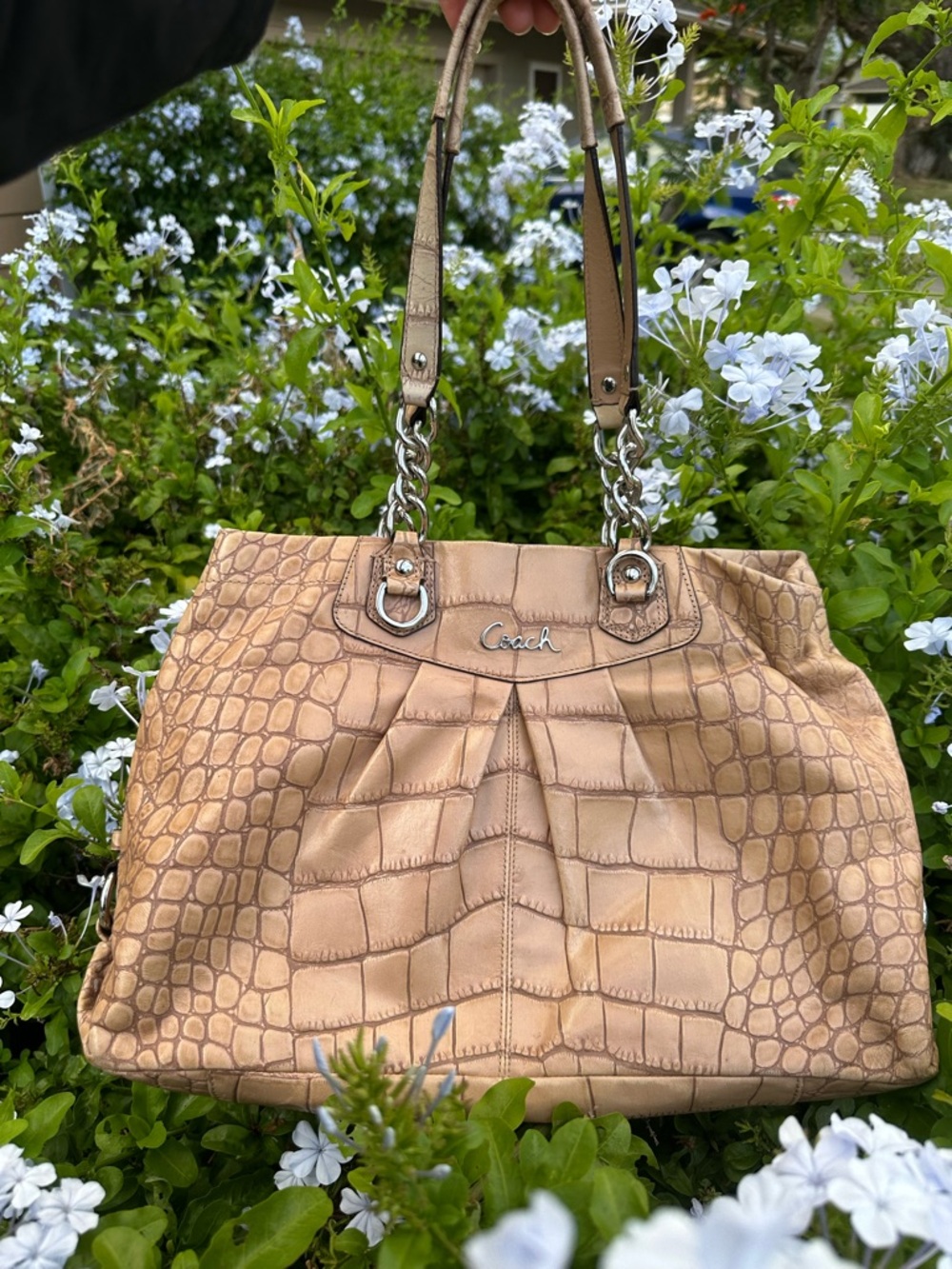 Vintage 2011 Coach Croc Embossed Leather Shoulder Bag